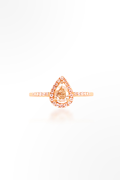 H&E《輕彩》水滴型粉紅鑽石戒指
