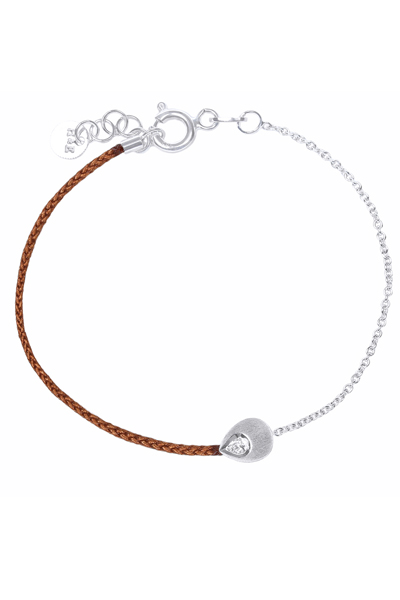 H&E《輕系列》Lite Pear Bracelet 單鑽霧面水滴型繩手鍊