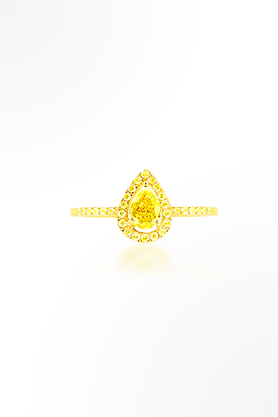 H&E《輕彩》水滴型黃彩鑽石戒指