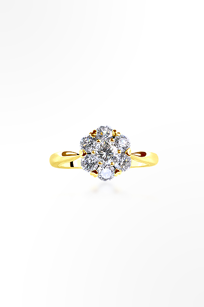 H&E《花語》Flower Ring 鑽石戒指黃K金款