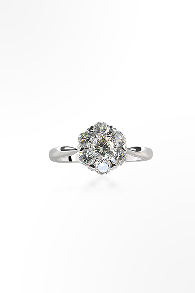 H&E《花語》Flower Ring 鑽石戒指白K金款