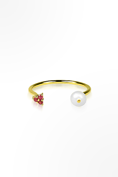 H&E《輕珠寶》紅寶石珍珠戒指