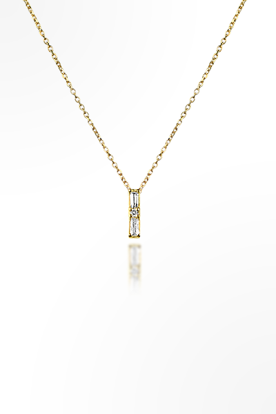 H&E《輕珠寶》方鑽梯型鑽石項鍊