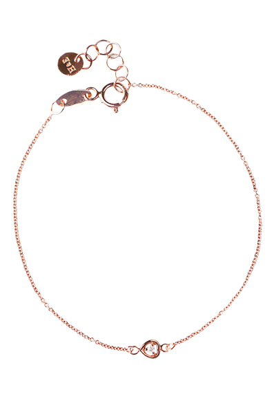 H&E《貼膚》Skin Bracelet 玫瑰金水滴型單鑽手鍊