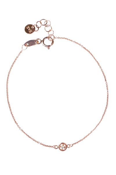 H&E《貼膚》Skin Bracelet 玫瑰金圓型單鑽手鍊
